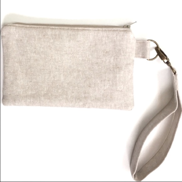 Linen Wristlet Handmade Natural Tones, Weddings Minimalist, Bridal, spring - Picture 2 of 7